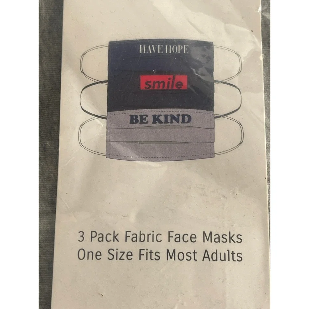 3 Pack Fabric Face Masks One Size Adult Have Hope Smile Be Kind Phluid Project